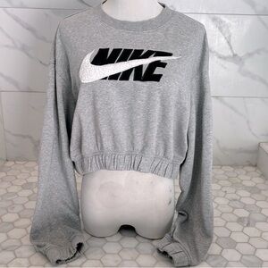 Nike Sportswear Icon Clash Oversized Cropped Gray Crew Sweatshirt Women’s S
